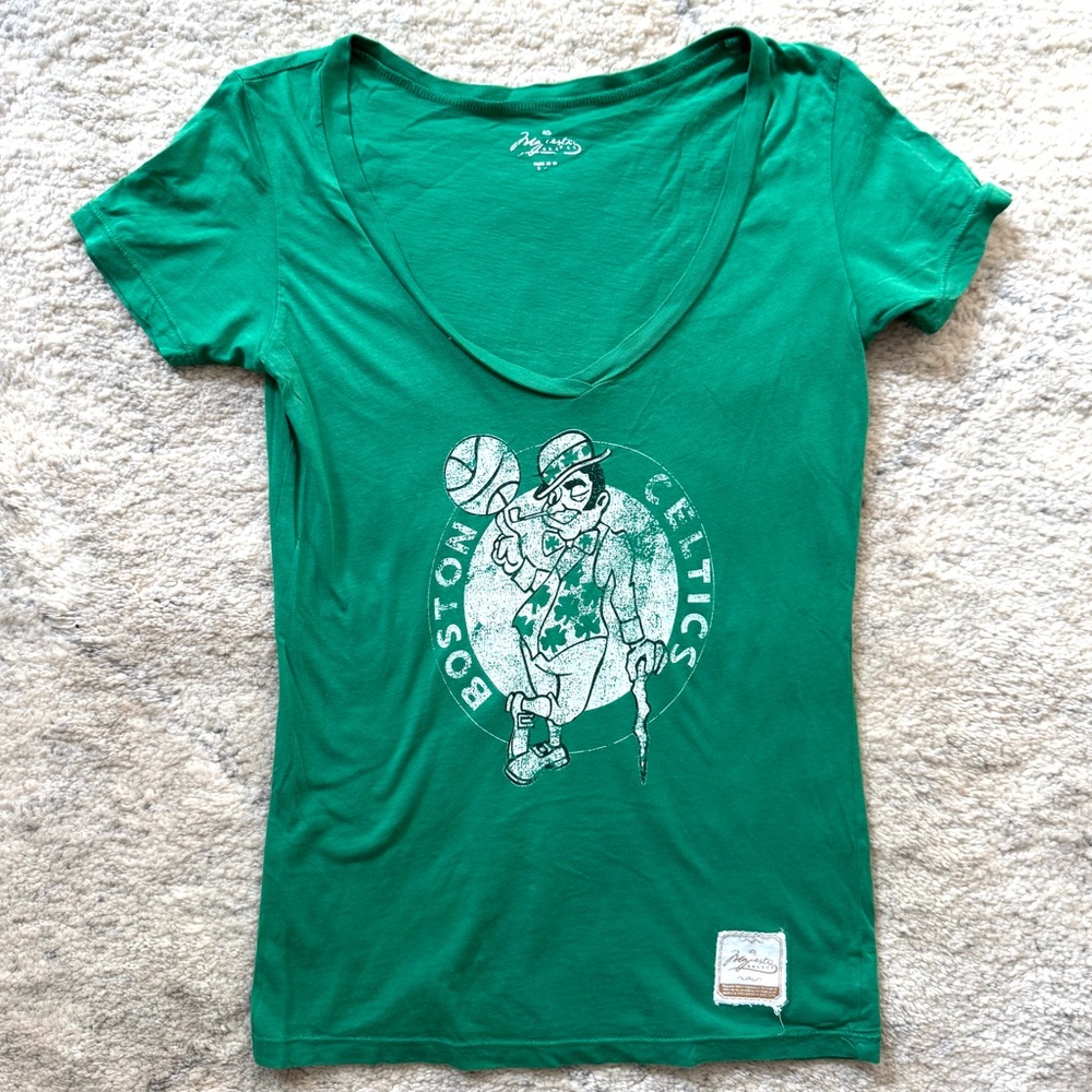 Majestic Green Boston Celtics V-Neck Women's Short Sleeve Tee
